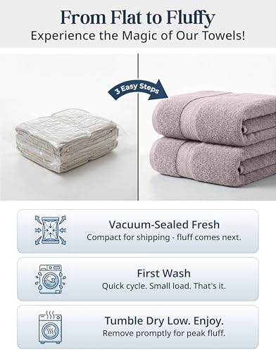 Image of LANE LINEN Towel Set Quick Dry 100% Cotton 6 Piece Soft - Platinum | Cotton Bath Towel Set - Ring-Spun Durability, Ring-Spun Cotton, Terry Weave Comfort, Long-Lasting Comfort, Hotel-Style Look