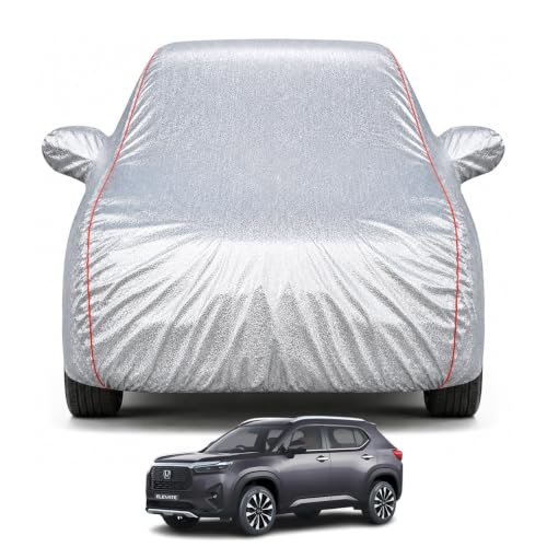 Image of Premium Car Cover for Honda's Elevate 2023-2026 Models | Waterproof, UV & Dust Protection | Mirror & Antenna Pocket | Triple Stitched, Soft Inner Lining, Belt & Buckle (Metalic Silver)