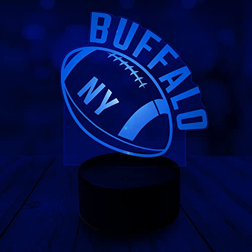 Image of CLORURBANLIVE 3D Football Buffalo Night Light 3D Illusion Lamp with Remote Control 16 Color Options Sports Decor Lighting for Fans (Buffalo Multicoloured)