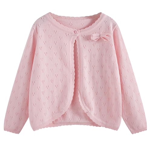 Girls Bolero Knitted Cardigan Kids Long Sleeve Solid Colour Crew Neck Dress Cover Up