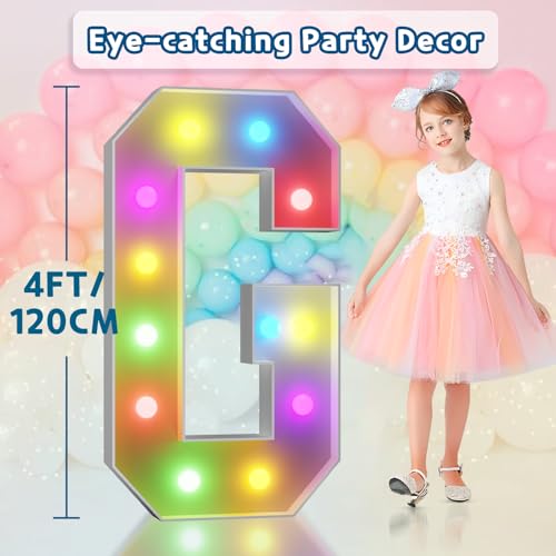 Image of Imprsv Colorful Marquee Letters 4 Feet Tall, Large Light up Letters G | RGB with Remote, Birthday Party Decorations Anniversary Wedding Decorations Assembly Required 21 Pcs Accessory Set