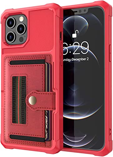 Étui en cuir PU iPhone 12 Pro Max rouge finition premium