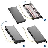 deleyCON CAT 6a 0.5U Patch Panel Mini Patch Panel 12 Portów - Desktop 10 Cali Montaż w Szafie Serwerowej RJ45 Ekranowany TIA568A TIA568B RAL 9005 Czarny
