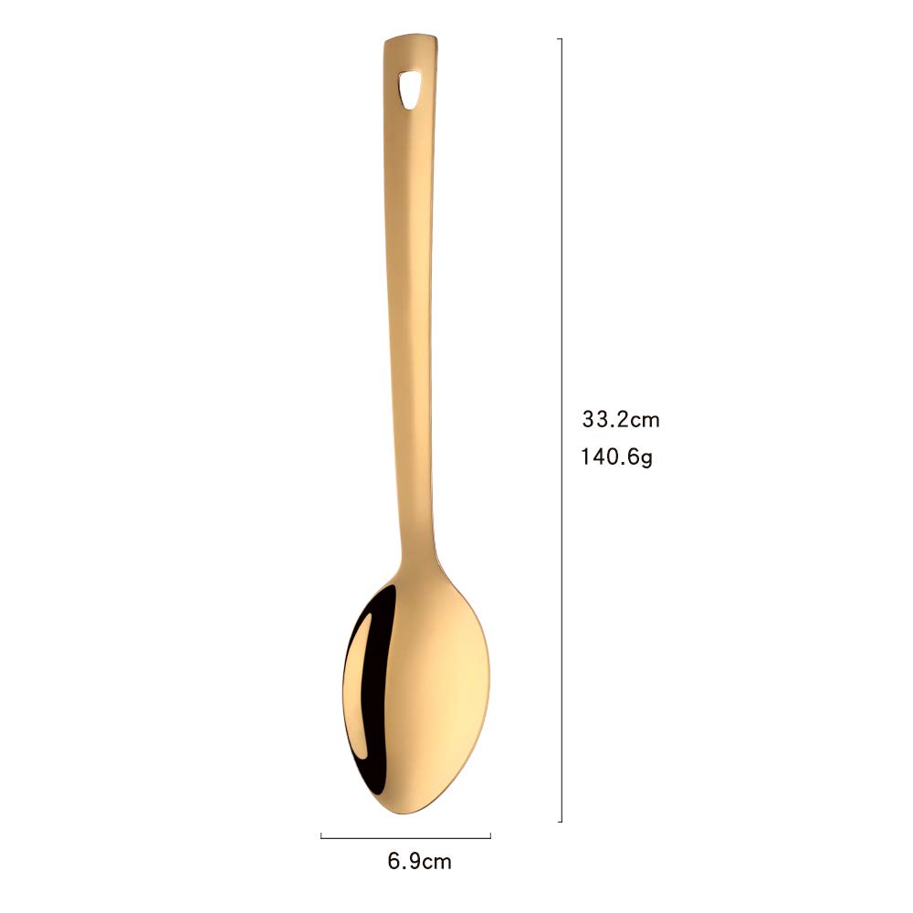 Zestaw 6 łyżek do serwowania 33 cm, Dongbo ze stali nierdzewnej z długim uchwytem, łyżki do serwowania bufetu, do cateringu, złote