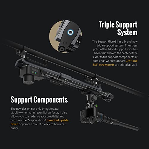 Zeapon Micro 3 E1000 Motorized Slider Dslr Camera Video Double Distance Portable Rail System Payload 4 To 12Kg Travel Distance 107Cm Macro Photography Camera Slider #TOP4