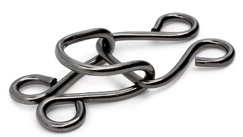 Lakesstory Metal Hooks & Eyes Closure - Heavy Duty Black Hooks for Clothing, Skirt & Pants Closures, 4 Sets