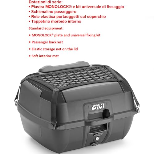Top case MONOLOCK 45L noir avec kit de montage pour Yamaha XC 125 BELUGA
