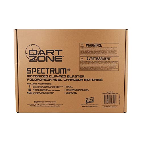 Dart Zone Spectrum Motorized Clip-Fed Blaster, Dart Blaster, Toy Foam Blaster Set, Battery Powered For Kids, Teens And Adults, Five 10-Round Cartridges #TOP7