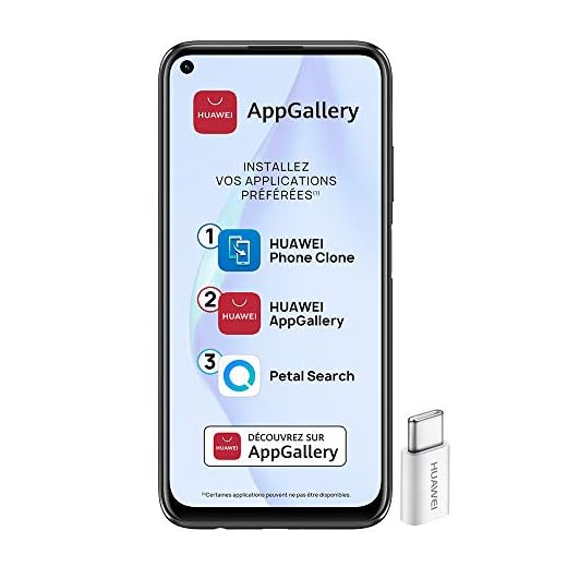 Huawei P40 Lite Smartphone débloqué 4G (6,4 pouces - 6/128go - Double Nano SIM EMUI 10.1 & AppGallery ) Noir + 52VA Adapter - Type C Plug [Version Française]