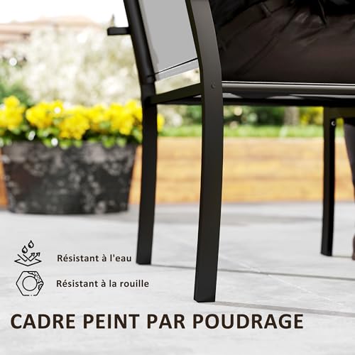 2 chaises jardin empilables acier textilène Outsunny