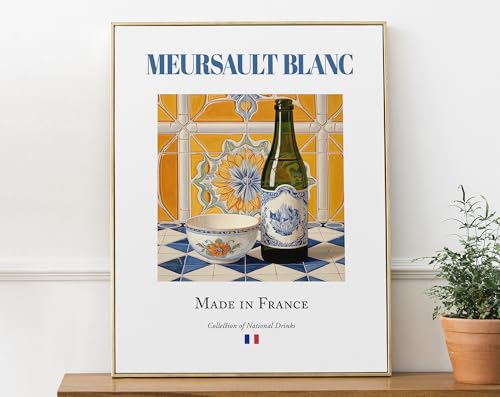 Meursault Blanc Wine on Maiolica Tile Wall Art #196