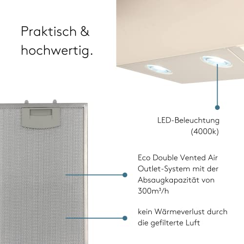 Dunstabzugshaube 50 cm Wiggo kopffrei mit LED Touch-Display