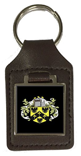 Porte-clé en cuir avec inscription gravée Shaw Heraldry pour trousseau