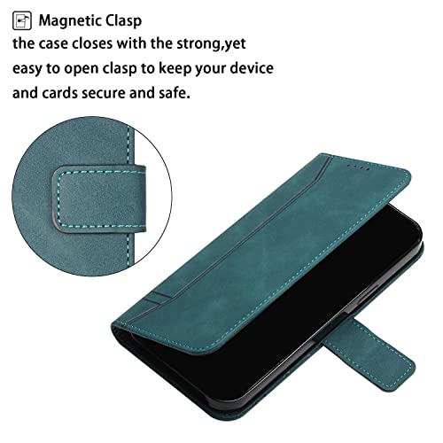 Pochette en Cuir pour Téléphone Portable Samsung Galaxy Xcover 4 /Xcover 4s,Coque Résistant aux Chocs Robuste Clapet Bourse Etui Housse avec Aimanté et Béquille,Vert – vue 2