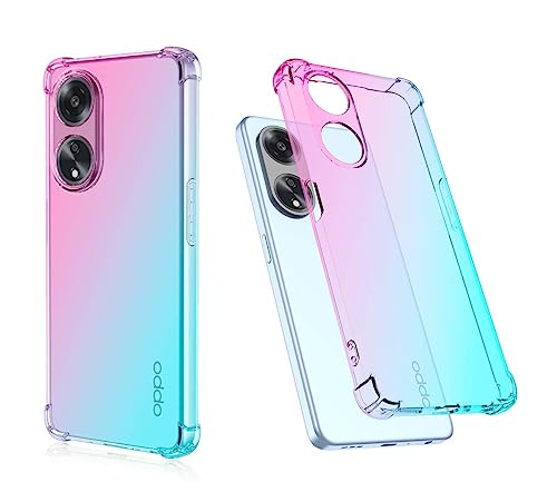 Cover Super Colorata per Oppo A98 5G Traslucido Custodia con Angoli Rinforzati -Rosa silicone verde tpu