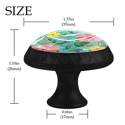 Boutons de tiroir ronds motif fleurs vertes pour rénover une commode
