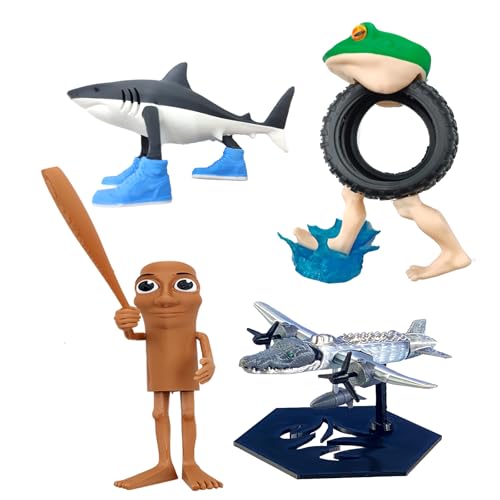 XLKTech Tralalero Tralala Figura, 4 Piezas Figura de Tung Tung Tung Saur, Tralalero Tralala Juguete 3D Modelo Impresión Figura de Acción Animales Cake Toppers Decoración de Cumpleaños, E