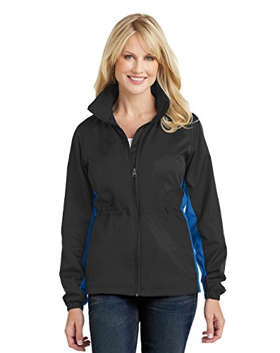 Port Authority Ladies Core Colorblock Wind Jacket, Black/Imperial Blue, Medium #TOP10