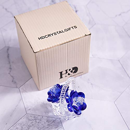 H&D HYALINE & DORA Kristall Rosen Blumenfigur, Glasblumen Briefbeschwerer, Glasblumen Sammelobjekt