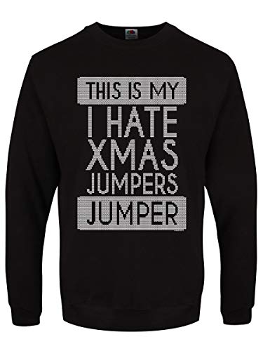 Grindstore Men's This Is My I Hate Xmas Jumpers Jumper Christmas Sweater Black
