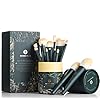 EIGSHOW Makeup Brushes 18pcs Professional Makeup Brush Travel Set with Eco Cylinder 2Cups Holder, Premium Synthetic Foundation Powder Concealer Blush Blending Eye Lip Brush Kit – Cruelty Free