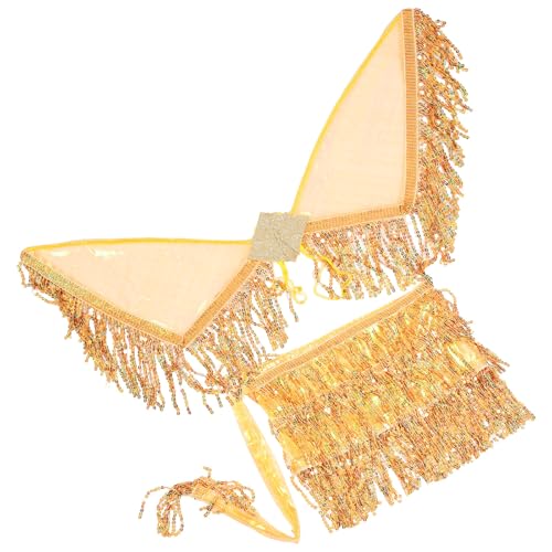 Falda con flecos de lentejuelas dorada para performance y decoración de verano en eventos