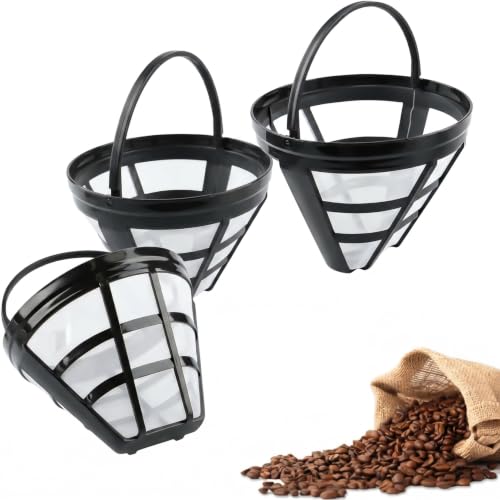 Lot de 3 filtres à café taille 4, filtres réutilisables pour 8 à 12 tasses de café, filtre à café permanent universel, panier à café réutilisable, pour filtre à café, café domestique lavable