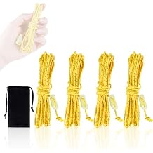 HIKEMAN Ultralight Tent Guy Ropes - 2mm Reflective Guyline,UHMWPE Camping Guide Rope with Luminescent Tensioner for Outdoor Camping Hiking Awning Tents Yellow, 4M