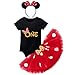 FYMNSI Baby Mädchen 1. Geburtstag Party Outfit Minnie Maus Kostüm Baumwolle Kurzarm Body Strampler Prinzessin Tütü Tüll Rock Schleife Stirnband 3tlg Bekleidungsset Fotoshooting Schwarz