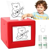 Elecoutek AI Stickerbox Drucker, Mini Thermodrucker mit 6 Kunstmod, HD-Display, Sprachsteuerung für Schulprojekte und Bastelarbeiten, Spielzeuggeschenk für Kinder ab 3 Jahren