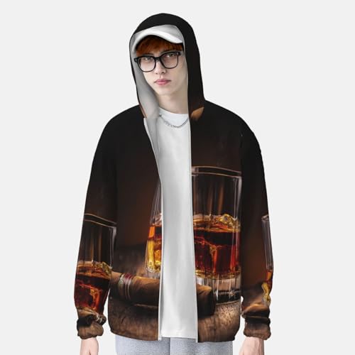 UPF 50+ Sun Protection Hoodie Long Sleeve Cigar And Whiskey Sun Shirt Rash Guard Fishing Shirts for Men4