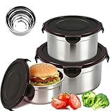Contenedores para Alimentos, Juego de Recipientes Hermeticos con Tapas Cierre Fácil, Lonchera Fiambreras de Acero...