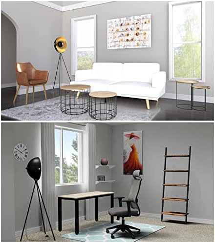 Floor Lamp -Osasy Retro Studio Floor Lamp,Vintage Floor Lamp in Black Gold, Ø 34 cm Lampshade and Max. 60W, 147cm Floor Lamp, Metal, for Living Room, Bedroom