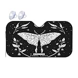 Windshield Sun Shade Black White Butterfly Moon Tarot Car Front Window Sunshade Blocker UV Visor Ret