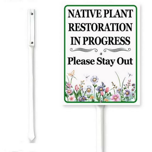 Kurmntregon Native Plant Restoration In Progress,Stay Out Garden Signs With Stake Keep Off No Trespassing Yard Wildflowers Neighborhood Grass Garden Party Outdoor Aluminium Decorations 8x12"