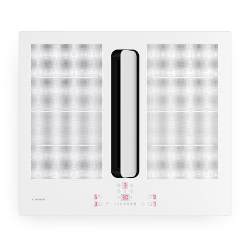 Klarstein ChefFusion Placa de inducción con campana extractora de 60 cm – 4 zonas, 7200 W, 504,3 m³/h, zonas flexibles, recirculación y extracción