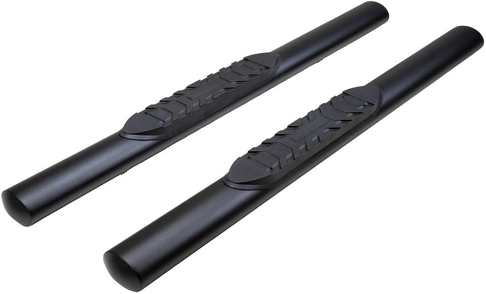 TrailFX Nerf Bars for Ford Bronco 2 Door 2021-2025 Steel 4 Inch Oval Straight Powder Coated Black with Step Pads Rocker Panel Mount TrailFX A1556T