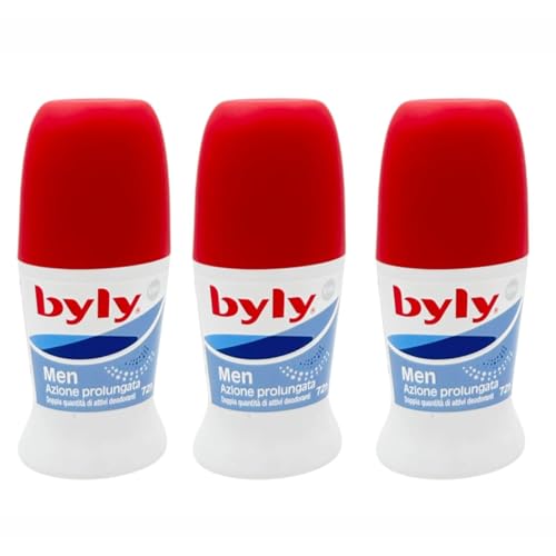 Byly Men Deodorante Uomo Roll-On 50 ml – Azione Prolungata 72H, Doppia Quantità di Attivi Deodoranti, Anti-Odore, Freschezza Intensa (Men 3 Unità)