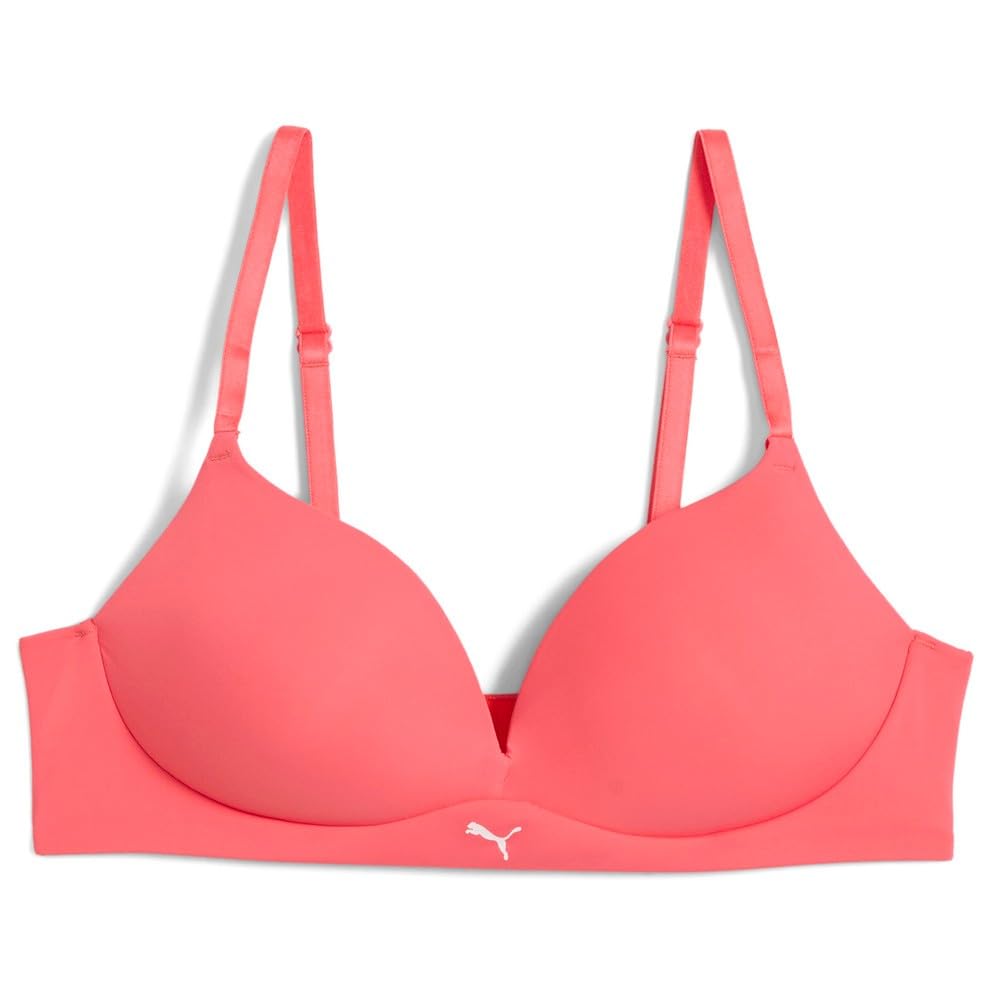 PUMA Women's Soft Padded Bra, Coral, 32C