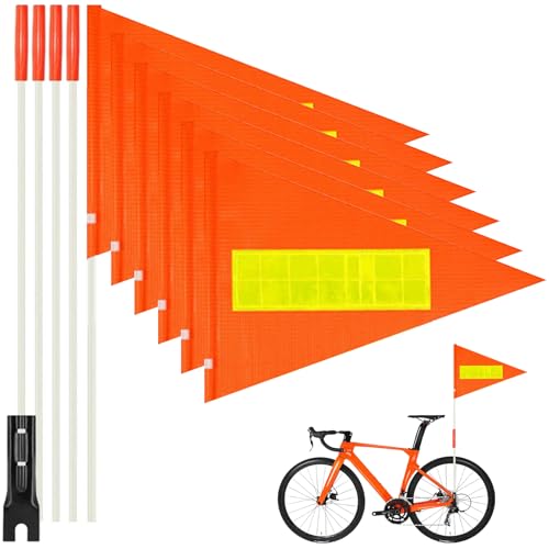 Kabcifea 6PCS Orange Bike Safety Flag,Bike Flags with Pole for Safety 6 Ft Bicycle Safety Pennant...