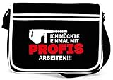 Shirtstreet24 Profis arbeiten, Handwerker Techniker Bauarbeiter Retro Messenger Bag Kuriertasche Umhängetasche, Größe: onesize,Schwarz