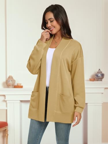 Feiersi Women's Open Front Cardigans Long Sleeve Casual with Pockets Knit Cardigan Soft Outwear4