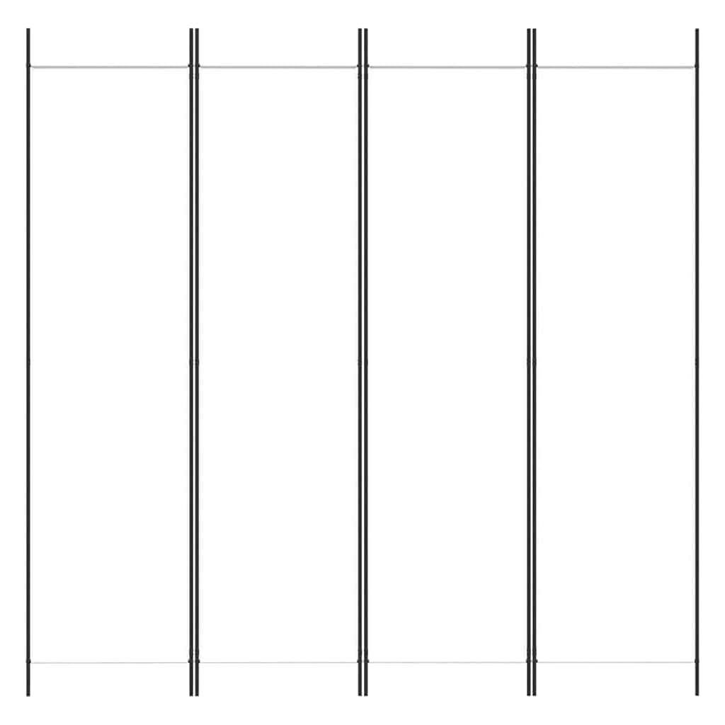 Paravento divisorio a 4 pannelli, in tessuto, bianco, 200 x 200 cm