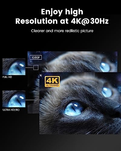 NEWCARE HDMI Splitter 1 in 2 Out, 4K@30Hz HDMI Splitter for Dual Monitors [with 3.9Ft High Speed Cable], 1x2 HDMI Splitter Switch to 2 Display Mirror/Duplicate, 1 Source to 2 Displays (Silver) - Thumbnail 4