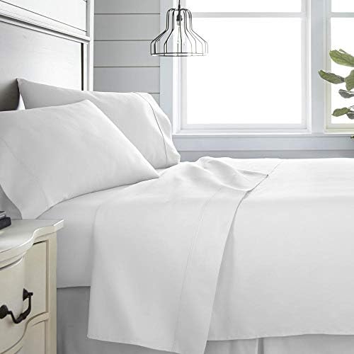 Royal Home Collection 650 Thread Count Bed Sheet Set 26 Inch Extra Deep Pocket RV Champer Short Queen Size, White Solid 650TC 100% Cotton