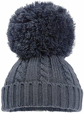 Mini Mart Online Limited Baby Knitted Cable Single Pom Pom Bobble Boy Girl Cap Hat Bonnet Nb-6 Months
