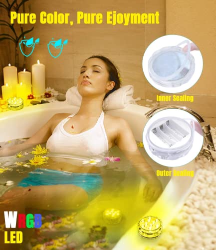 Qoolife Submersible Led Light – Aa Battery Powered Rgbw Magnetic Pool Light For Bathtub Fountain Aquariums Party Décor (2 - Pack) #TOP3