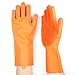 Gants Vaisselle en Silicone - Gants Menage avec Brosse de Nettoyage- Ustensile de Cuisine - Réutilisable et écologique - Pour Nettoyer la Maison, la Voiture, la Salle de Bain, les WC - Orange