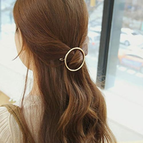 HSIXHAF 1 pcs Kreis Haarspange Hohl Rund Gold Haarklammer Haarnadel Minimalistische Bobby Pin Rost- und korrosionsbeständige Haarnadel aus Legierung für Gilrs und Frauen, Mit Samtbeutel