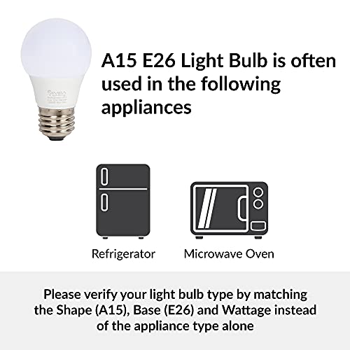 Simba Lighting Led A15 Refrigerator Light Bulbs (2-Pack) 5W 40W Replacement Waterproof Small For Appliances, Freezers, 120V, E26 Standard Medium Base, Frosted Cover, Not Dimmable, 5000K Daylight #TOP7